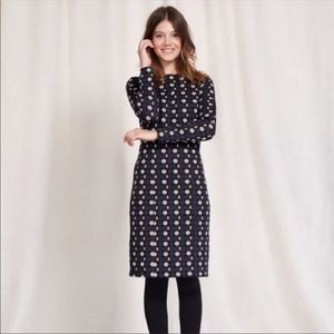 Boden Pricilla Jacquard Retro long-sleeve dress